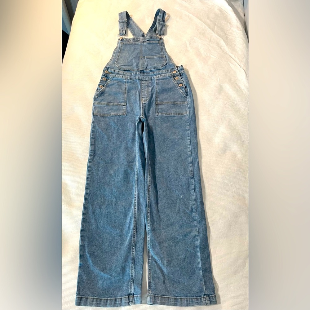 Women’s Luvamia blue denim overalls. Size small.